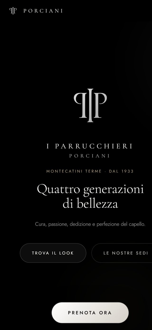 Versione mobile del sito I Parrucchieri Porciani